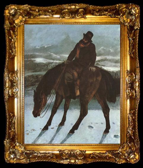 framed  Gustave Courbet Hunter on the horse back, ta009-2